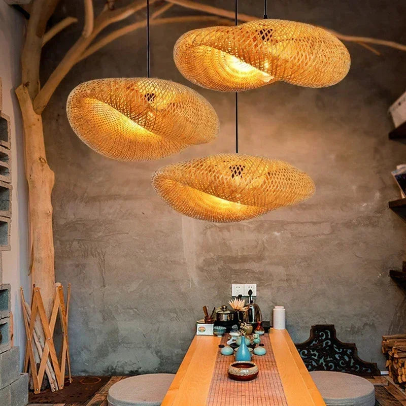 Bamboo Rattan Hanging Pendant Lamp Ceiling Light