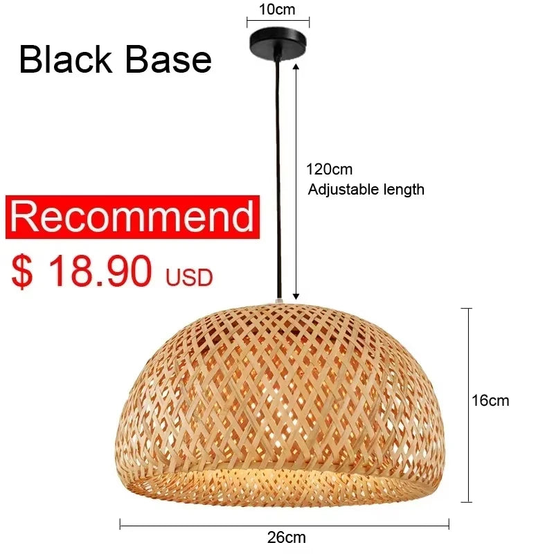 Bamboo Rattan Hanging Pendant Lamp Ceiling Light