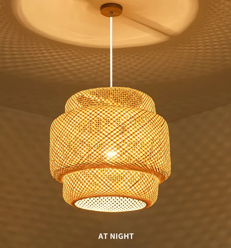 Hand-Knitted Chinese Style Bamboo Weaving Pendant Lamp