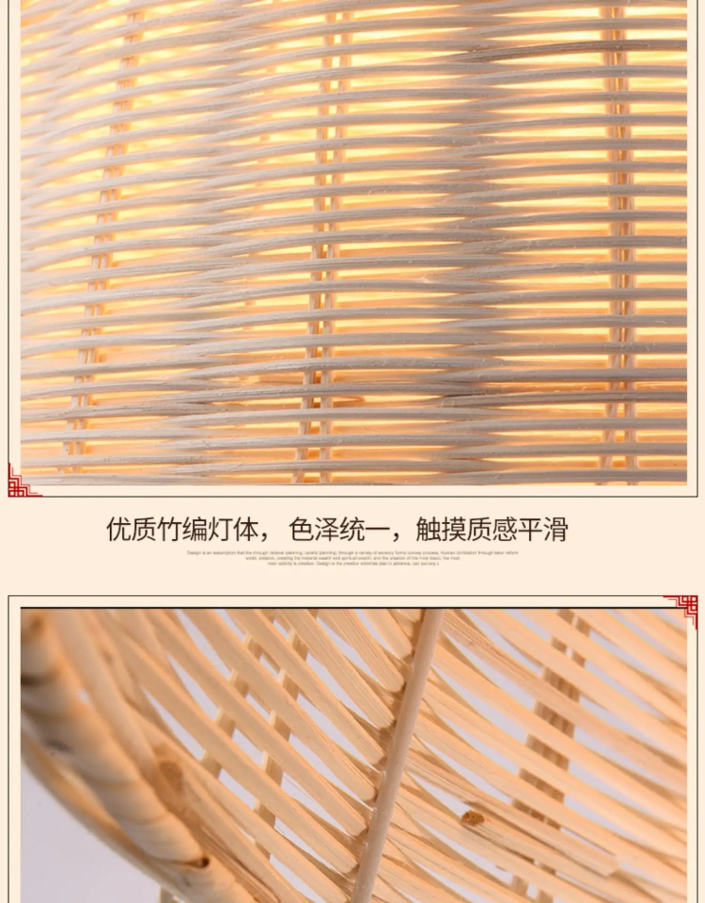 Bamboo Rattan Hanging Pendant Lamp Ceiling Light