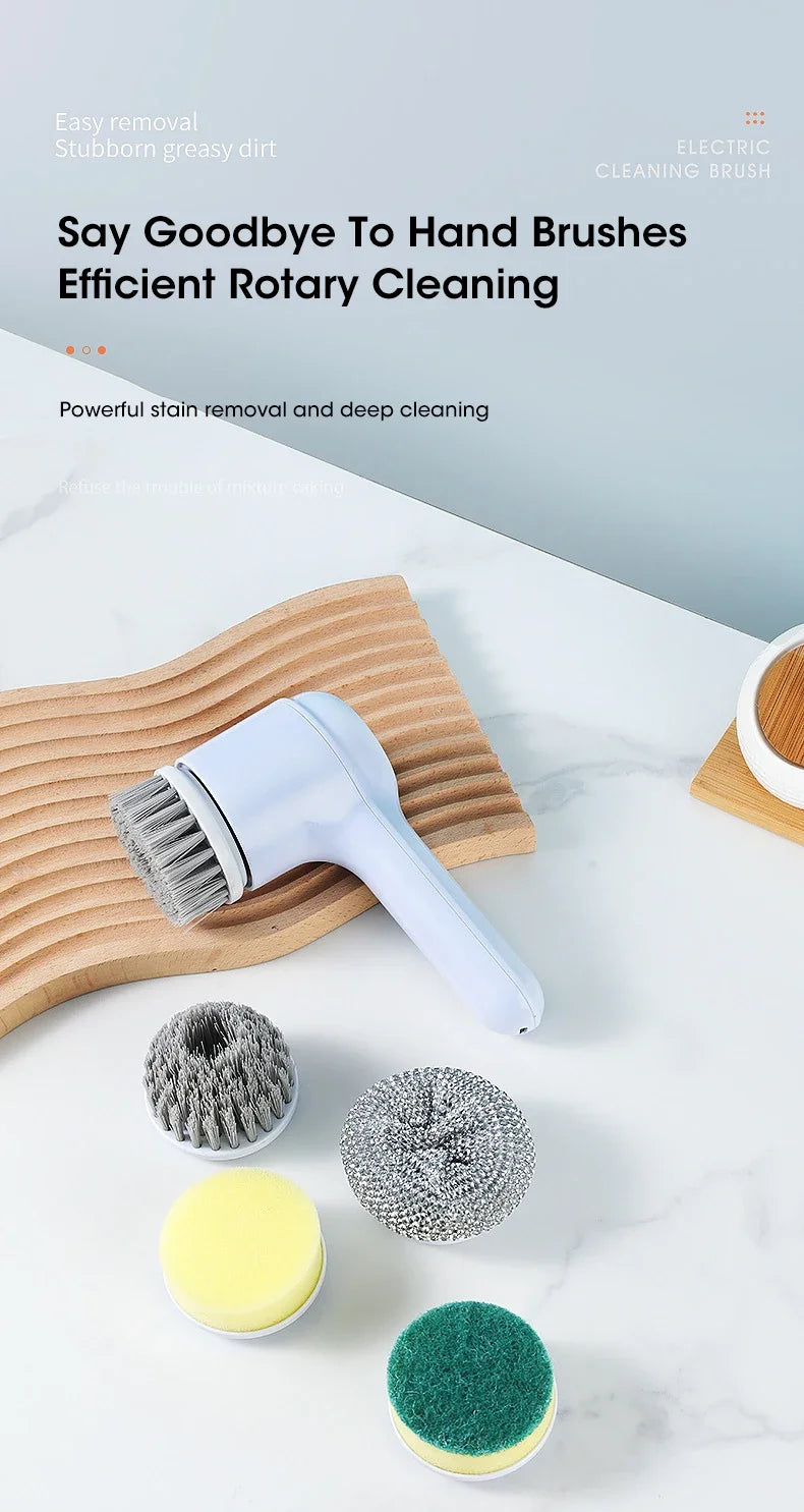 Electric Spin Scrubber with 5 Brush Heads