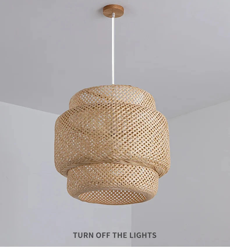 Hand-Knitted Chinese Style Bamboo Weaving Pendant Lamp