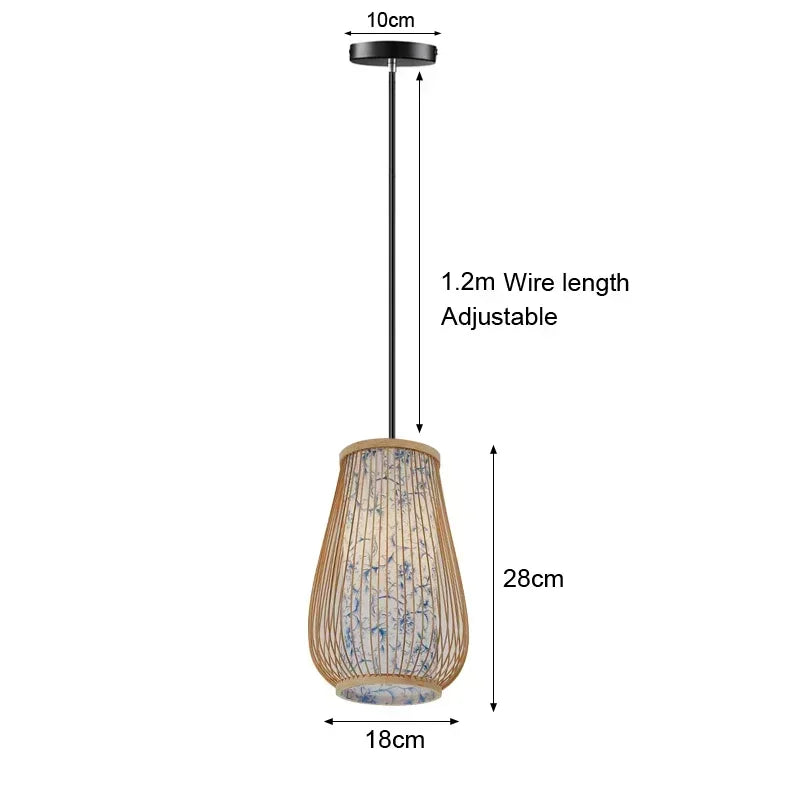 Bamboo Rattan Hanging Pendant Lamp Ceiling Light