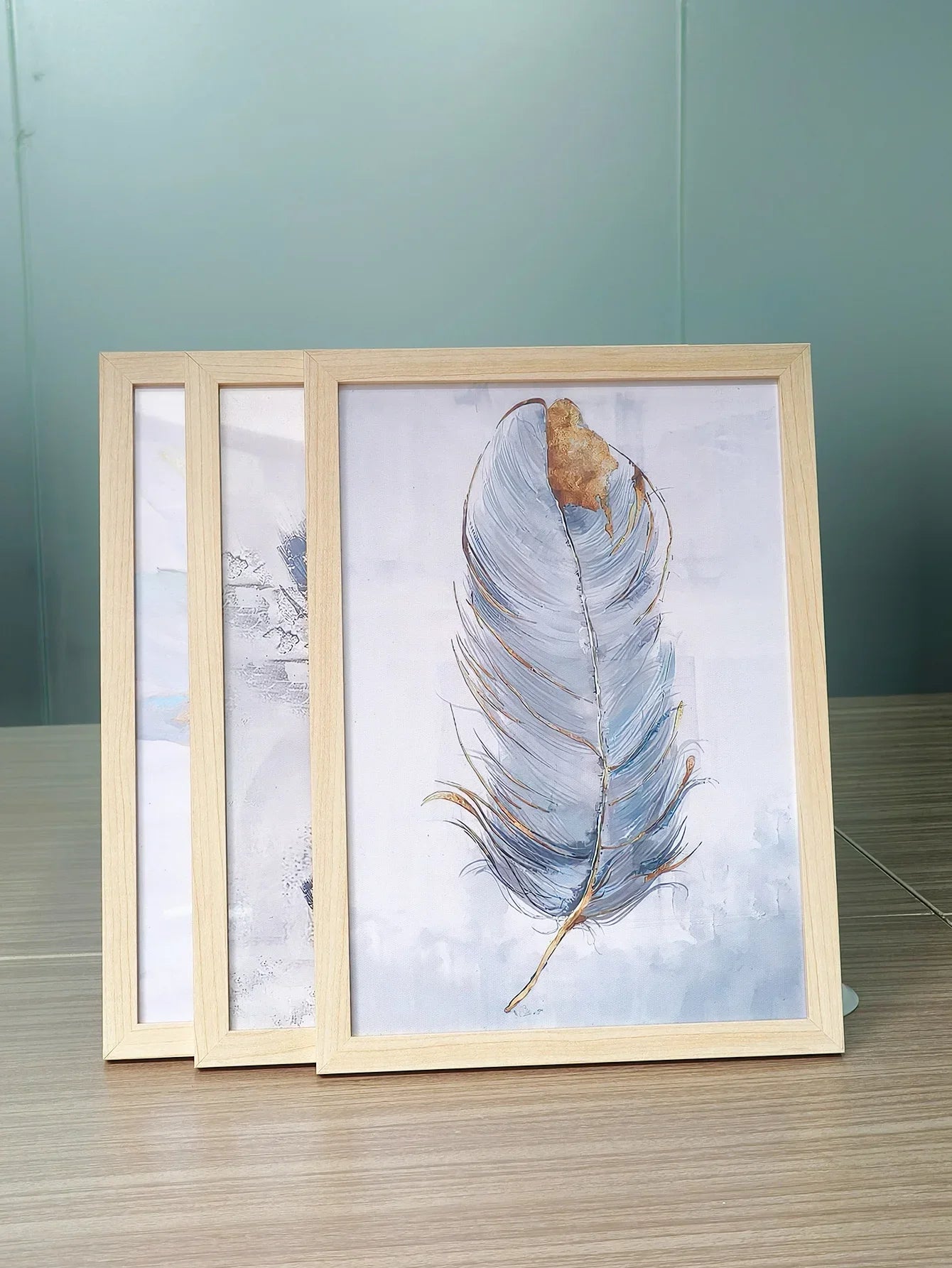 3-Piece Black, White & Apricot Solid Wood Photo Frame Set