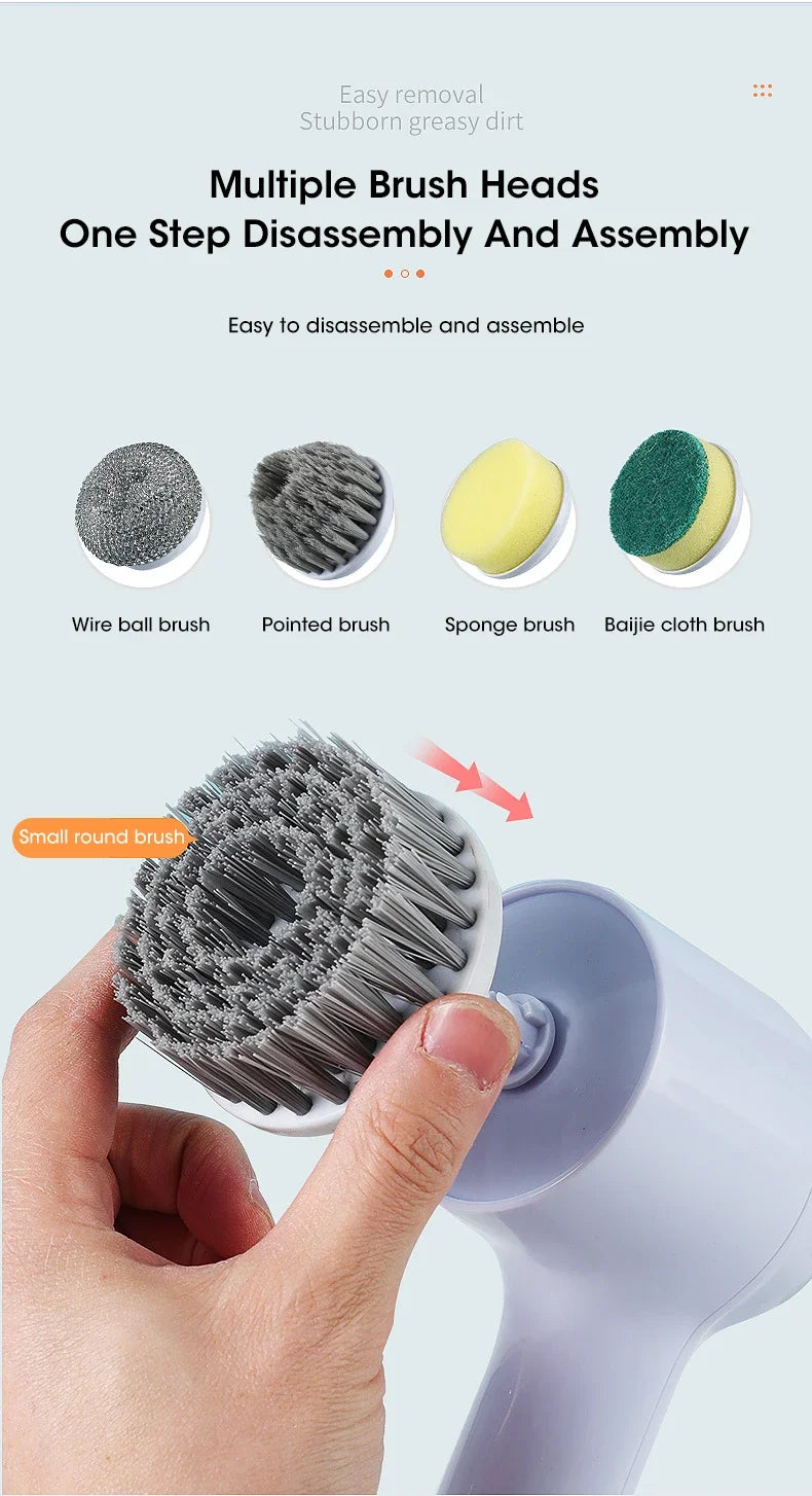 Electric Spin Scrubber with 5 Brush Heads